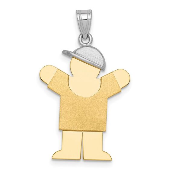Kazi Luxury 14k Two-Tone Large Boy with Hat on Right Engravable Charm